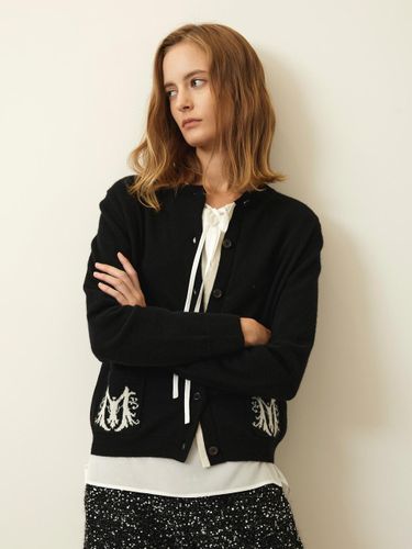 Jacquard Point Knit Cardigan Black - Mare di mari - Modalova