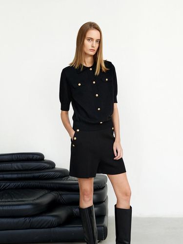 Gold Button Knit Shorts Black - Mare di mari - Modalova