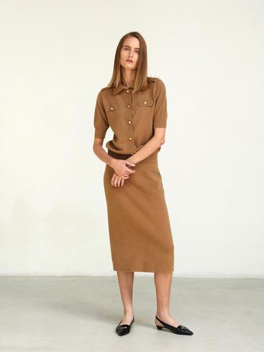 Knit Midi Skirt Deep Camel - Mare di mari - Modalova