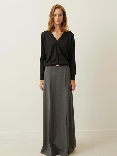 Pintuck Maxi Wool Skirt Grey - Mare di mari - Modalova