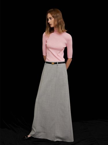 Pintuck Maxi Wool Skirt Light Grey - Mare di mari - Modalova