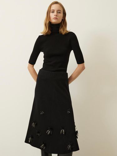 Floral Applique Long Skirt Black - Mare di mari - Modalova