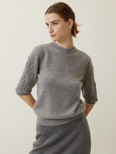 Embroidered - Sleeve Knit Top Grey - Mare di mari - Modalova