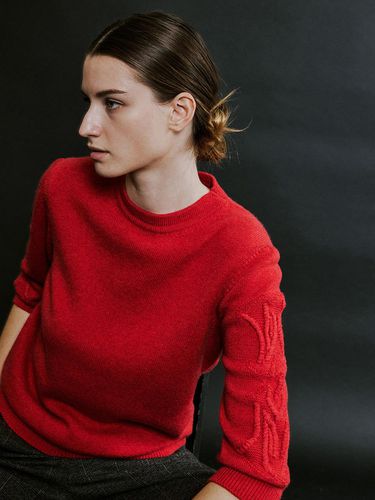 Embroidered Sleeve Knit Top Red - Mare di mari - Modalova