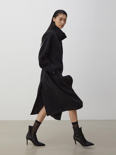 High-neck Raglan Wool Long Coat_BLACK - emkm - Modalova