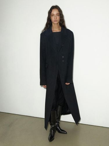 Asymmetrical Alpaca Wool Long Coat_BLACK - emkm - Modalova