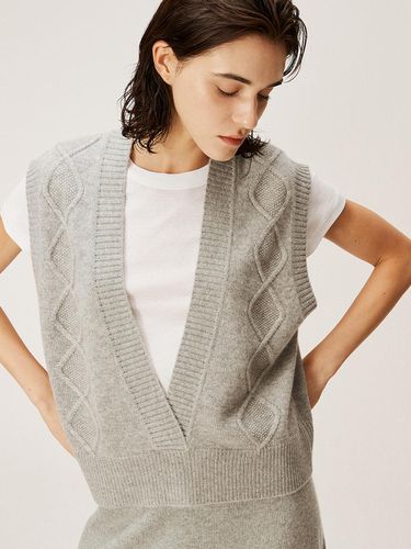 Cashmere Class] Cable V-neck wrap vest () - murray allan - Modalova