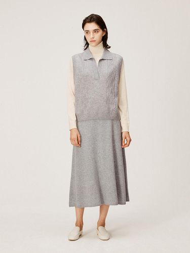 Cashmere Class] Cable open collar vest () - murray allan - Modalova