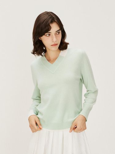 Contrast V-neck Pullover_M43WPU013MI - murray allan - Modalova