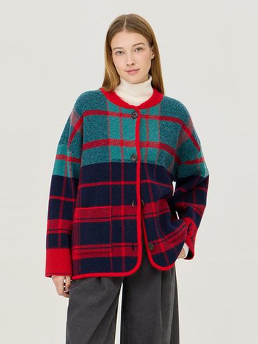 Checked Jacquard Knitwear Cardigan_BAKC51461RD - Benetton - Modalova