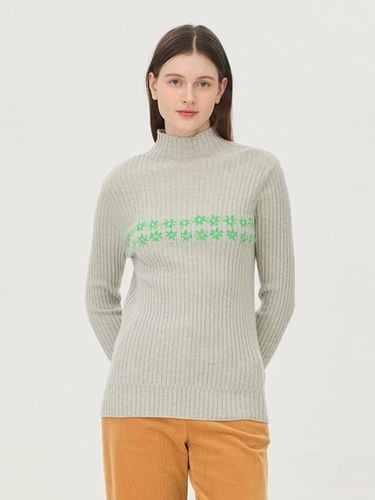 Flower jacquard ribbed turtleneck knitwear_BAKP534 - Benetton - Modalova