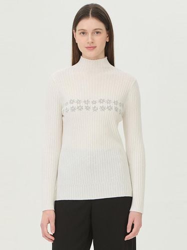 Flower jacquard ribbed turtleneck knitwear_BAKP534 - Benetton - Modalova