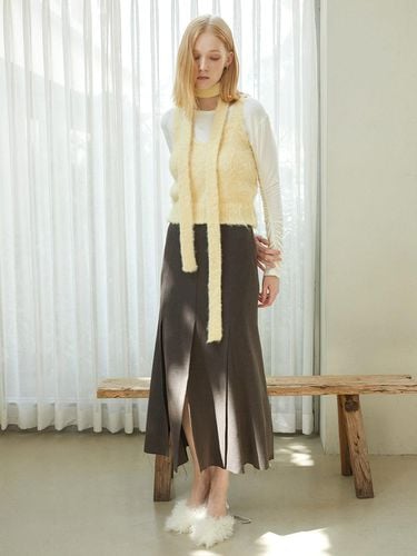 Char Pleated Wool Skirt_Dark Brown - J.Chung - Modalova