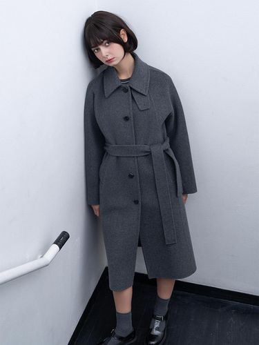 Handmade] Cashmere Balmacaan Coat _Grey - normniq - Modalova