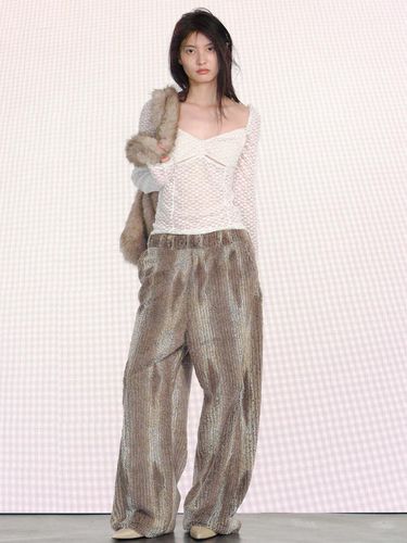 WOOL WIDE BANDING PANTS / KHAKI - CERRIC - Modalova