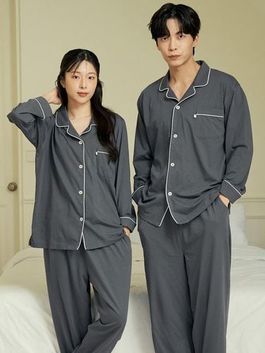 Long-Sleeved Plus Size Couple Pajamas Set - MAY FLOWER - Modalova