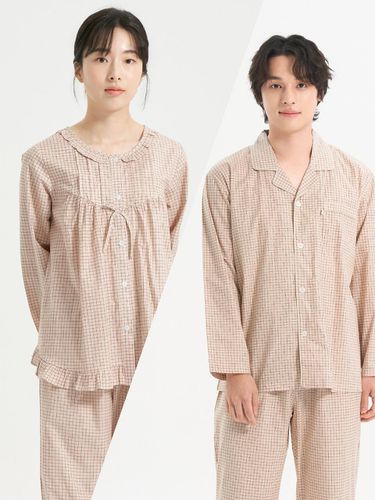 Checkered Plus Size Couple Pajamas Set - MAY FLOWER - Modalova