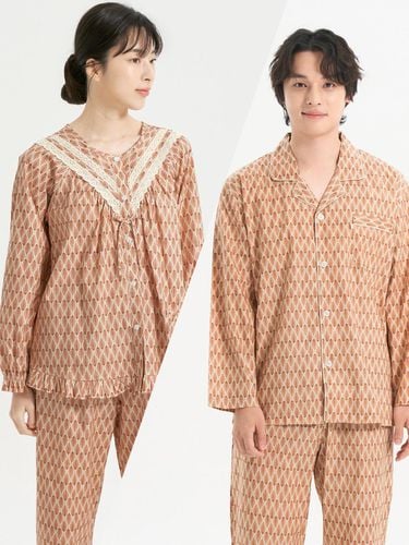 Oriental Long-Sleeved Plus Size Couple Pajamas Set - MAY FLOWER - Modalova