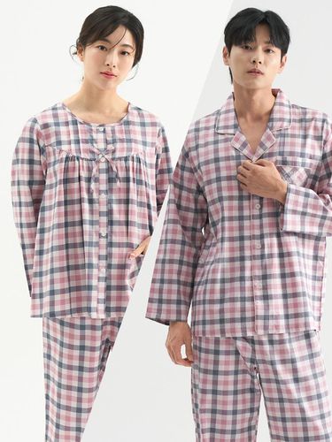 Checkered Plus Size Couple Pajamas Set - MAY FLOWER - Modalova