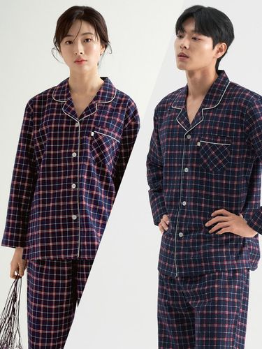 Window Checkered Plus Size Couple Pajamas Set - MAY FLOWER - Modalova