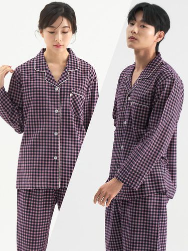 Gingham Checkered Plus Size Couple Pajamas Set - MAY FLOWER - Modalova