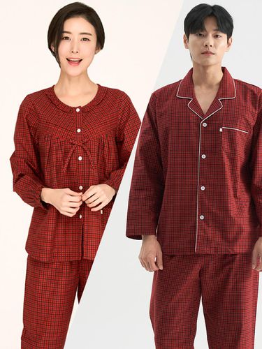 Checkered Plus Size Couple Pajamas Set - MAY FLOWER - Modalova