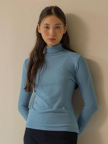 Ribbon Logo Turtleneck T-shirt - light blue - lienlier - Modalova