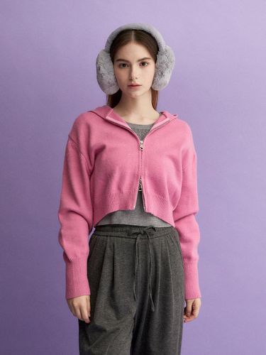 Cropped Hooded Zip Up Cardigan () - koolkitten - Modalova