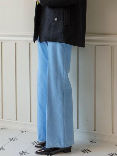 Corduroy Slim Bootcut Pants - Blue - lienlier - Modalova