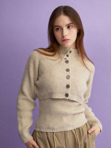 High Neck Layered Pullover Knit Set Up () - koolkitten - Modalova