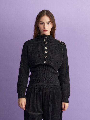 High Neck Layered Pullover Knit Set Up () - koolkitten - Modalova