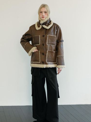 BELTED POCKET SHEARLING JACKET / - MOIFAIRE - Modalova