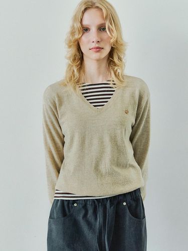 BASIC V-NECK WOOL KNIT / BEIGE - Ihr - Modalova