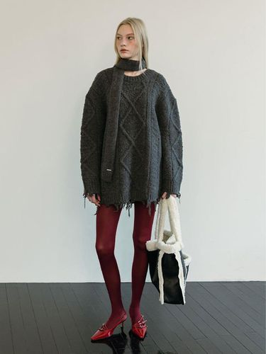 DAMAGE CABLE KNITWEAR / CHARCOAL - MOIFAIRE - Modalova