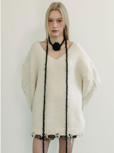 DAMAGE CABLE KNITWEAR / Ecru - MOIFAIRE - Modalova