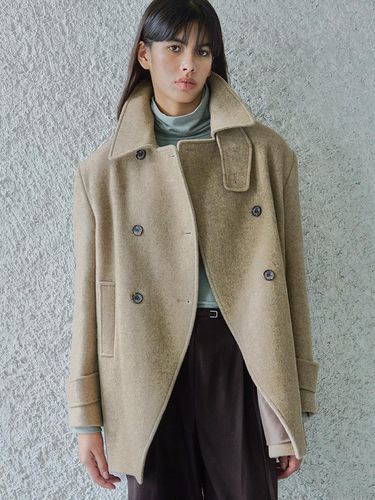 MERINO WOOL PEA COAT / BIEGE - Ihr - Modalova