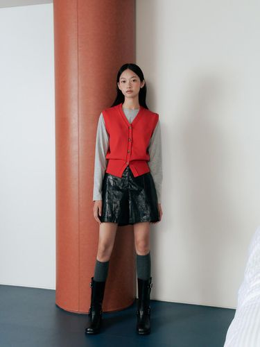 L.O..E embroidered open V-neck knitwear vest A - LAP - Modalova