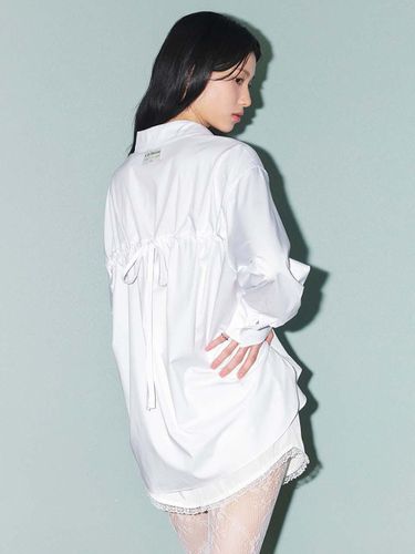 Wrinkle Free Back String Blouse_WHITE - CITYBREEZE - Modalova