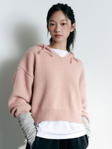 V hooded ribbed cropped knit AQ4KHA35 - LAP - Modalova