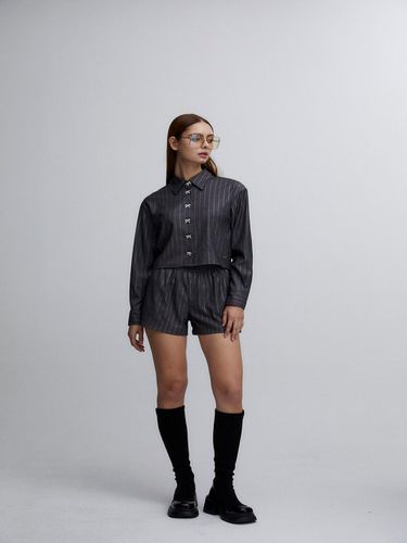 Glitter Stripe blouse shorts set - ALIENAR - Modalova