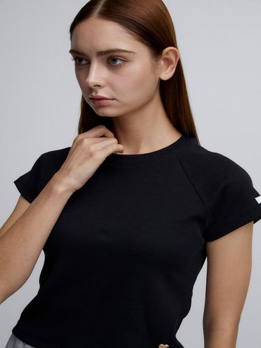 Basic short-sleeved T-shirt _BLACK - ALIENAR - Modalova