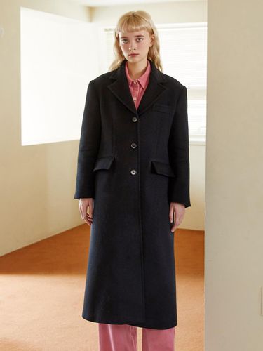 BLACK SINGLE LONG COAT - ILLUSTRIS ILLUSION - Modalova