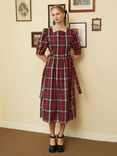 RED CHECK RIBBON DRESS - ILLUSTRIS ILLUSION - Modalova