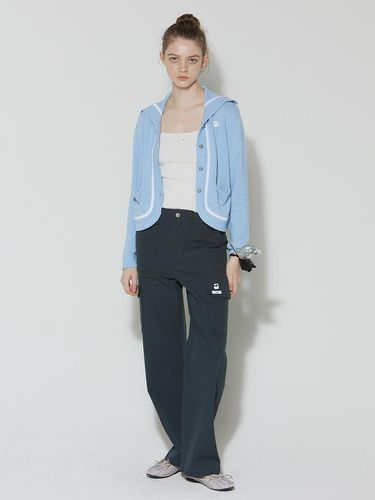 Open collar cardigan_blue - adit - Modalova