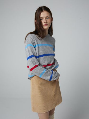 Rainbow crew neck knit_melange gray - adit - Modalova