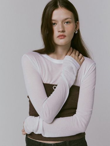 Logo wool knit tube top_brown - adit - Modalova