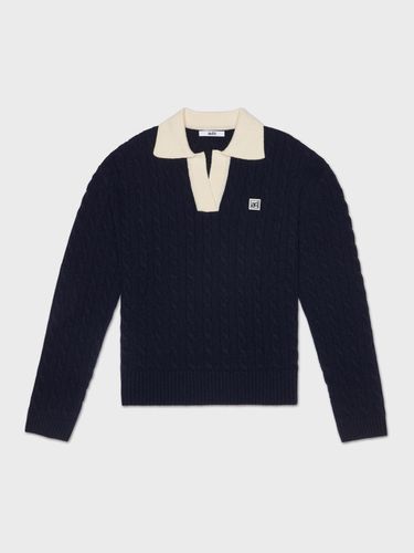 Cable collar knit_navy - adit - Modalova