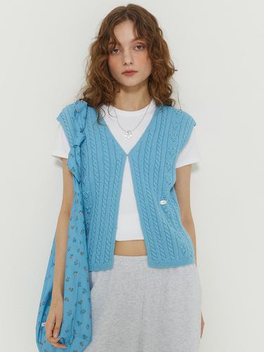 Grandma open vest_sky blue - adit - Modalova