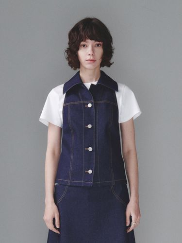 HALTER NECK DENIM VEST (DARK NAVY) - SEALOT - Modalova