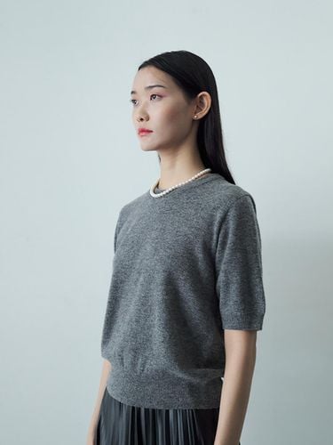 Cashmere Blend Holgament Short Sleeve Knit Top - G - LE MERITO - Modalova